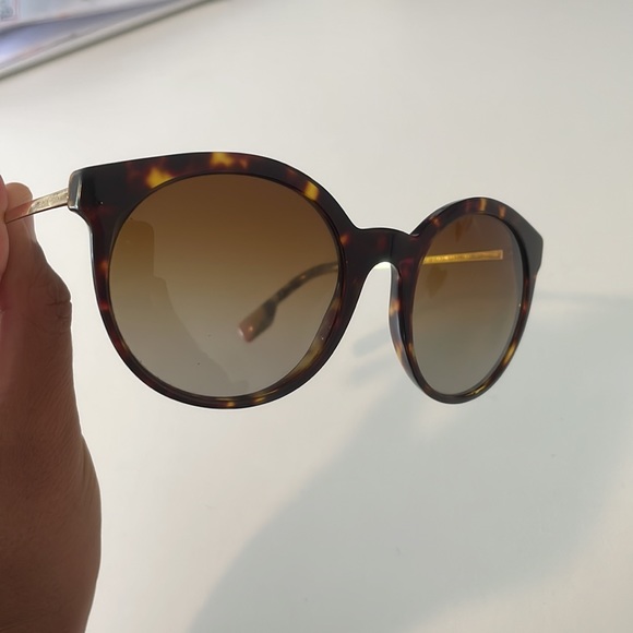 Burberry Round Havana Gold B4296 3816/T5 53-20-140 Women's Sunglasses - Picture 7 of 16